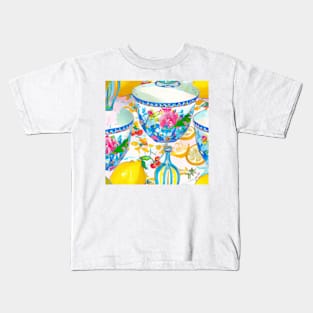 Lemons and chinoiserie bowls Kids T-Shirt